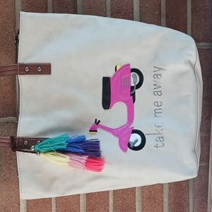 The Sak. Reversible 2 in 1 tote bag pink scooter